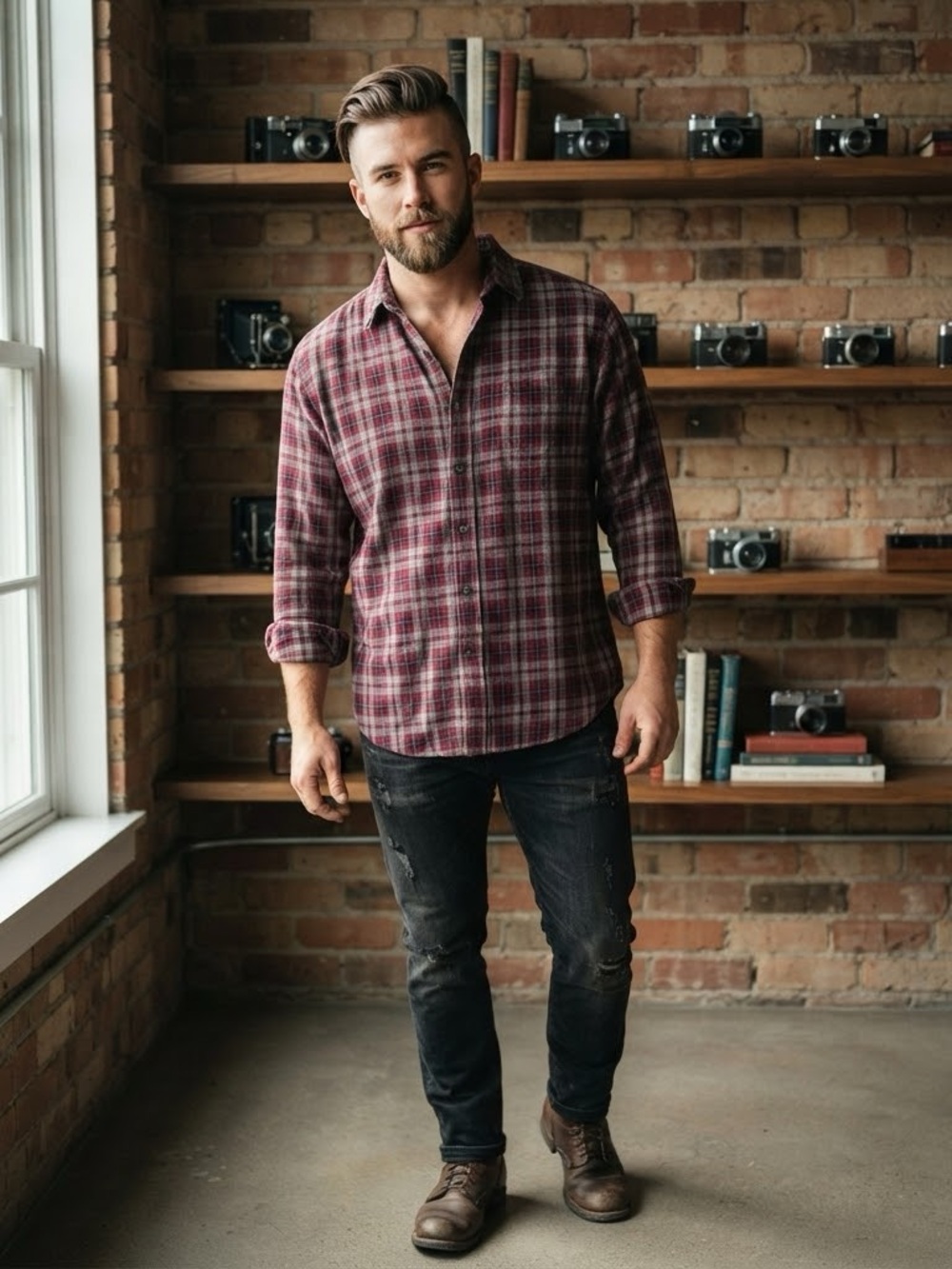 Vintage Cotton Flannel Plaid Button Down